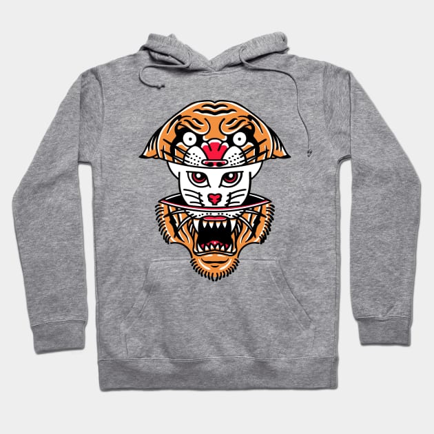 Tiger Cat Illustration Hoodie by Mako Design 